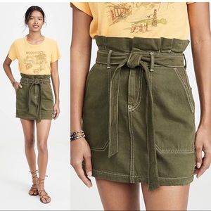 Free People Size 6 Green Paperbag Waist Skirt